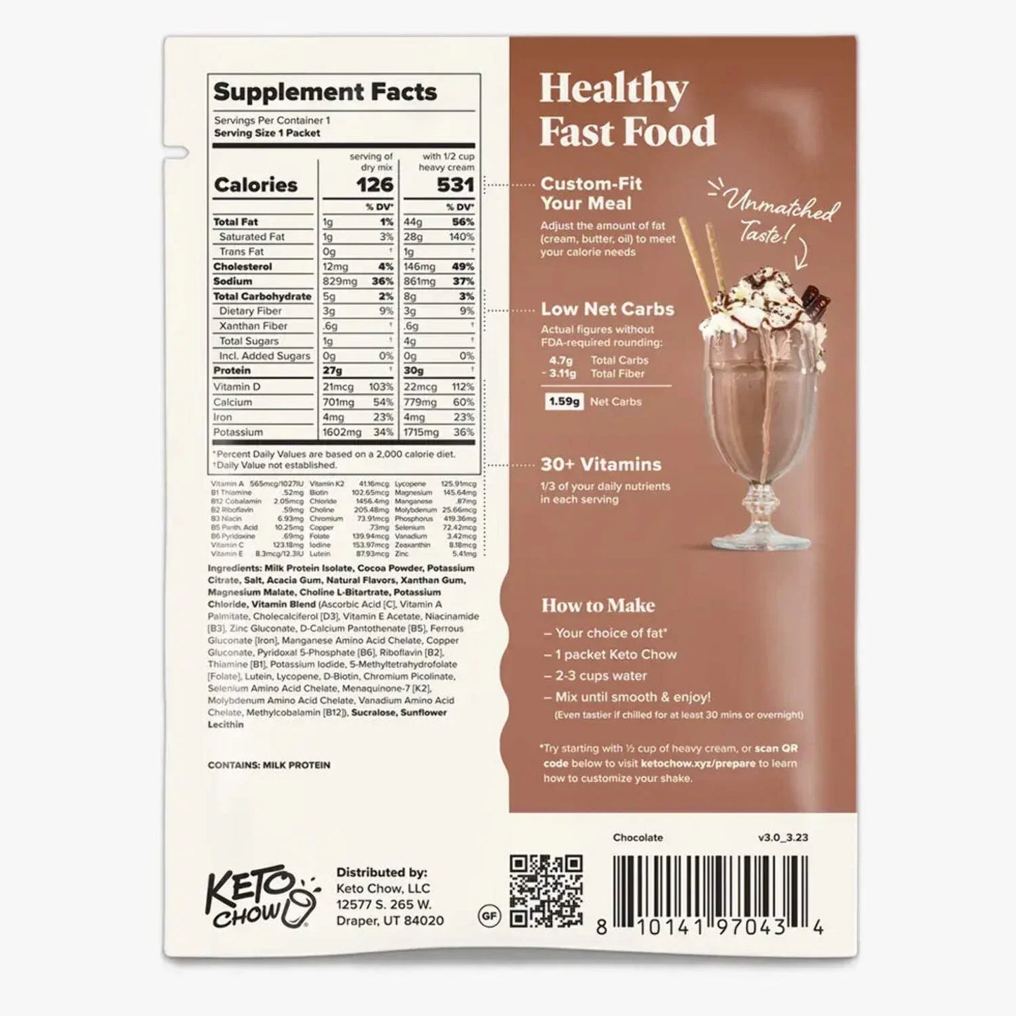 Keto Chow Chocolate - Ultra Low Carb Meal Shake