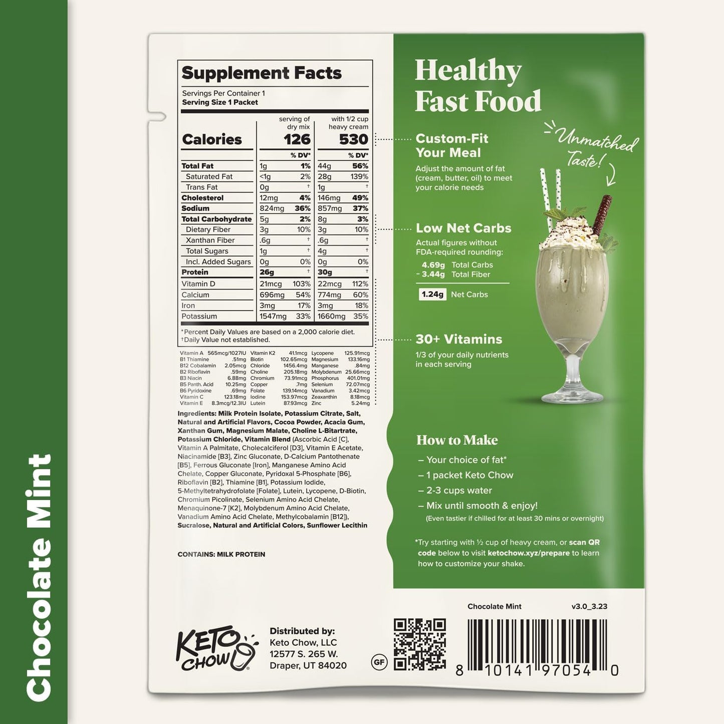 Keto Chow Chocolate Mint - Ultra Low Carb Meal Shake