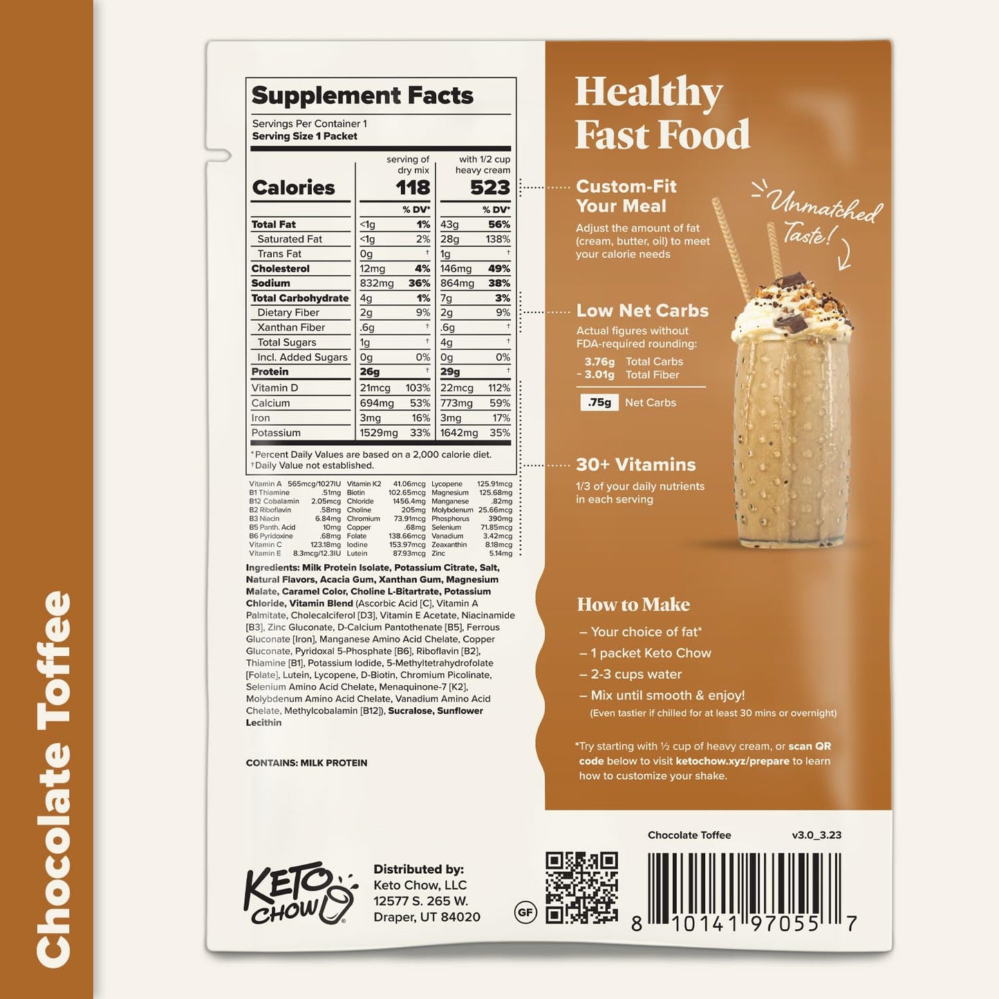 Keto Chow Chocolate Toffee - Ultra Low Carb Meal Shakes