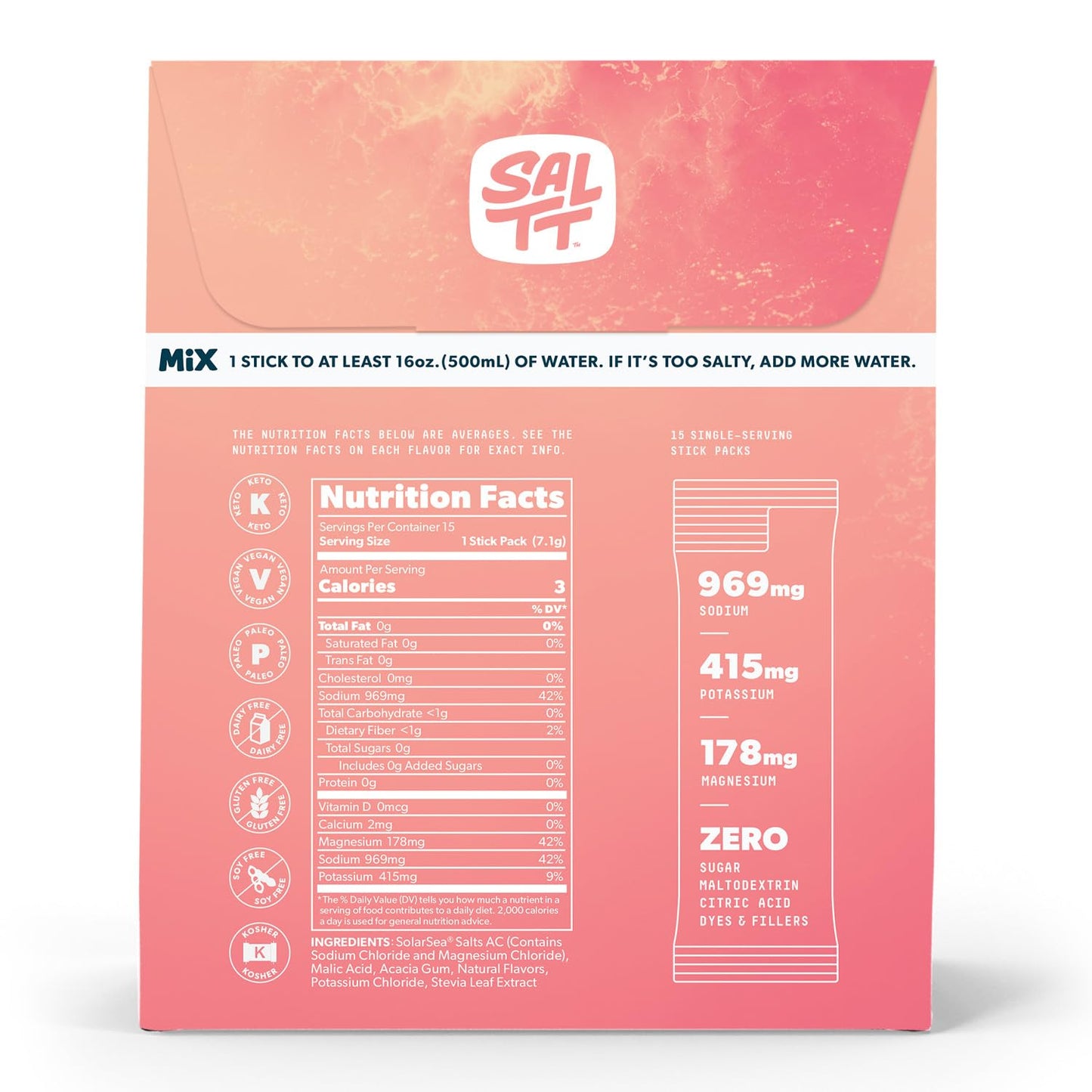 SALTT Fruit Variety 15 Pack - Electrolyte Powder Drink Mix