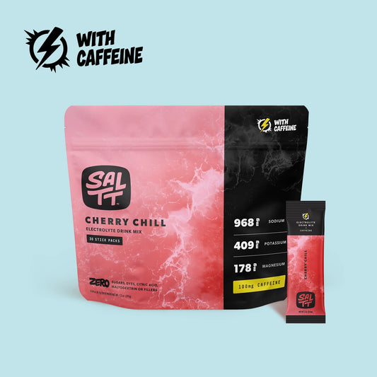 SALTT Cherry Chill + Caffeine- Electrolyte Powder Drink Mix - 30 Pack and Single Stick Options