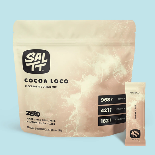SALTT Cocoa Loco - Electrolyte Powder Drink Mix - 30 Pack and Single Stick Options
