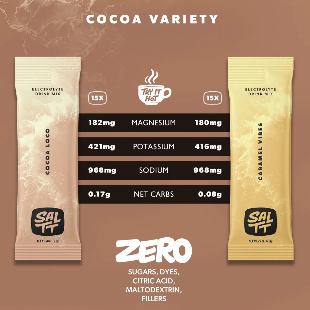 SALTT Cocoa Variety 30 Pack - Electrolyte Powder Drink Mix