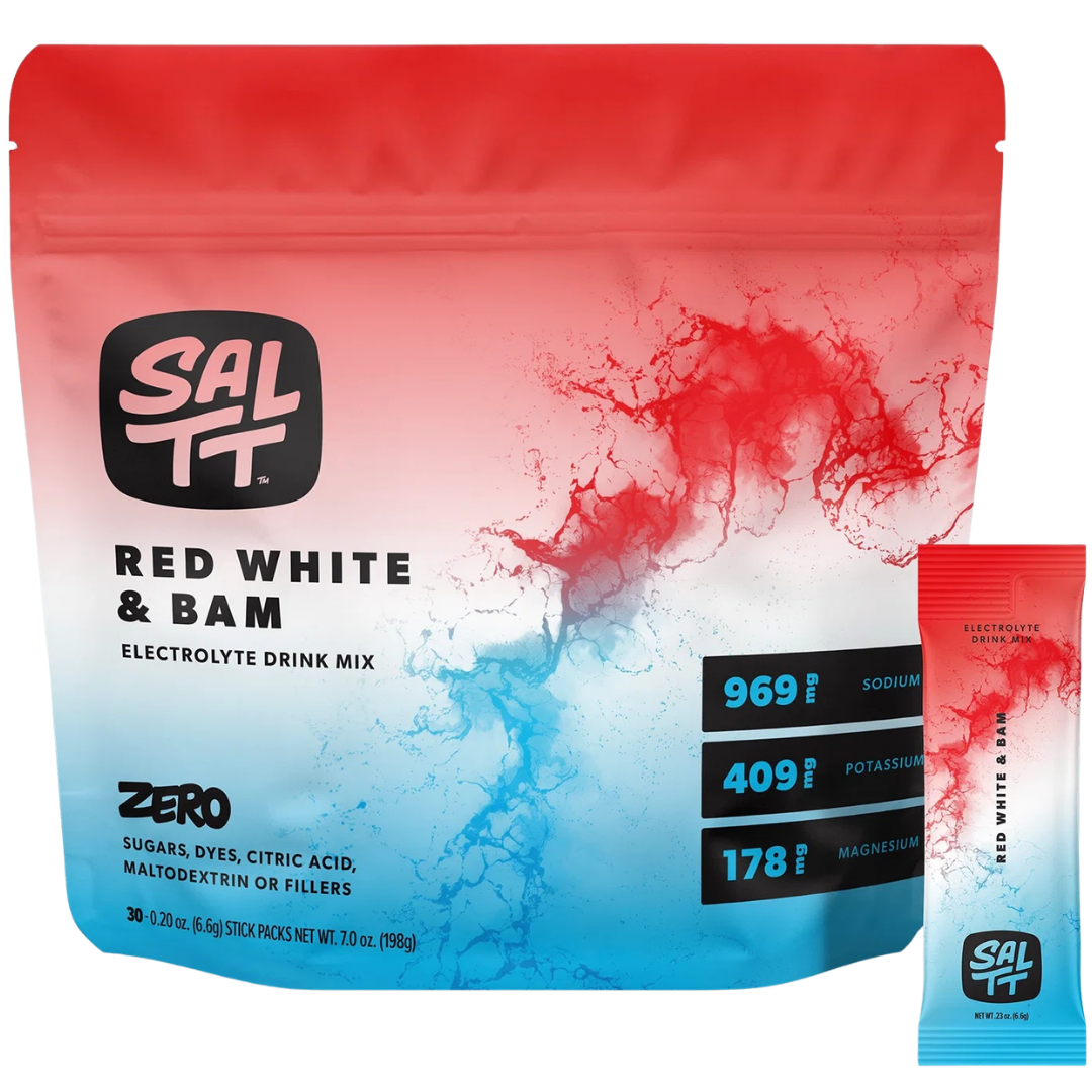 SALTT Red White and Bam - Electrolyte Powder Drink Mix - 30 Pack and Single Stick Options