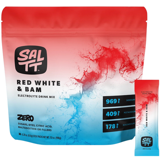 SALTT Red White and Bam - Electrolyte Powder Drink Mix - 30 Pack and Single Stick Options
