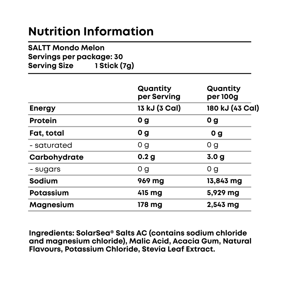 SALTT Mondo Melon - Electrolyte Powder Drink Mix - 30 Pack and Single Stick Options